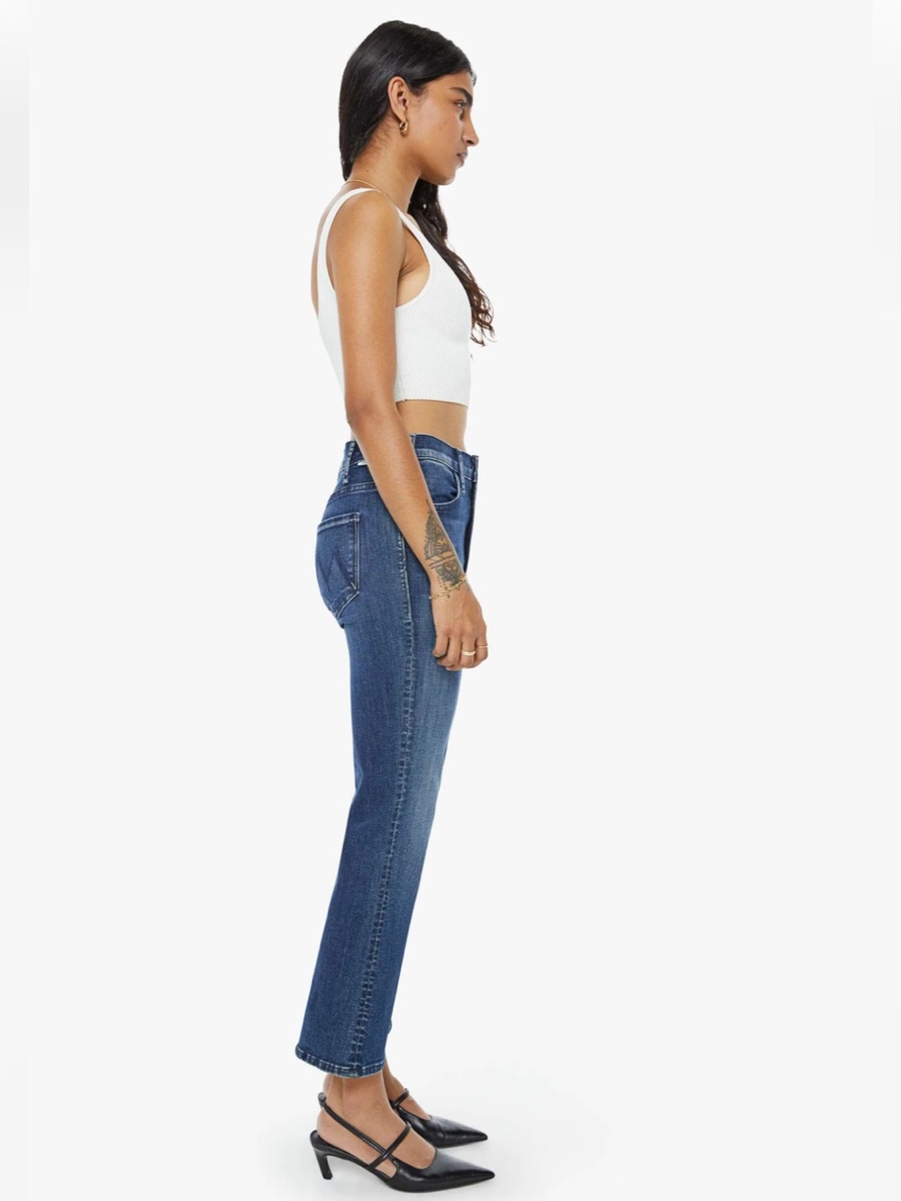 MOTHER Lil’ Hustler Ankle Heirloom Wash Cropped Flare Jeans Size 27 New With Tag - Picture 2 of 16